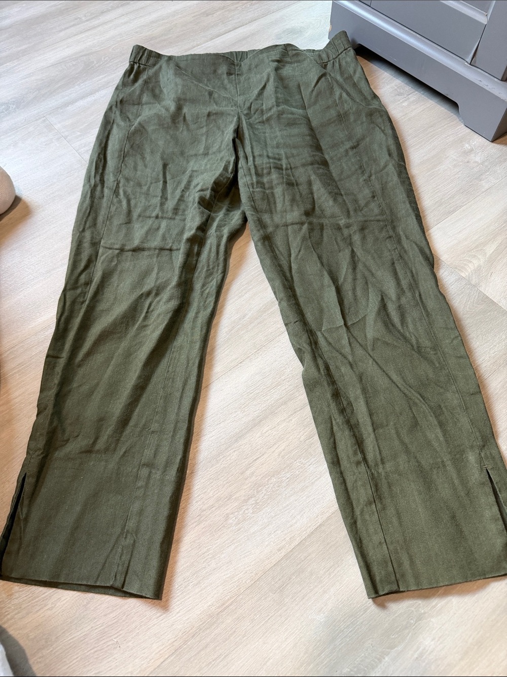 J. Jill Olive Green Straight-Leg Linen Blend Pants